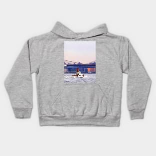 Coast Guard Cutter Near Brooklyn Bridge Kids Hoodie